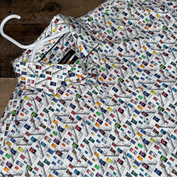 BUGATCHI Shaped Fit Men’s Dress Shirt All Over Print Windows & Ladders Size XL - Picture 9 of 9